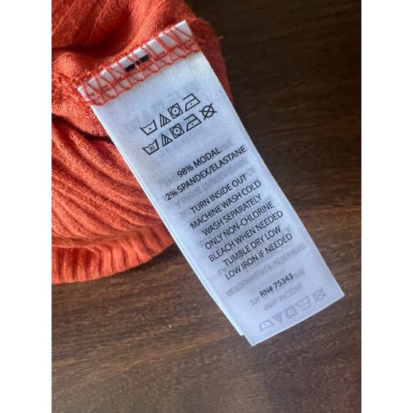 Rachel Zoe Ribbed Tank Top NWT Women’s XL Orange Coral Square Neck Stretch - Picture 3 of 4